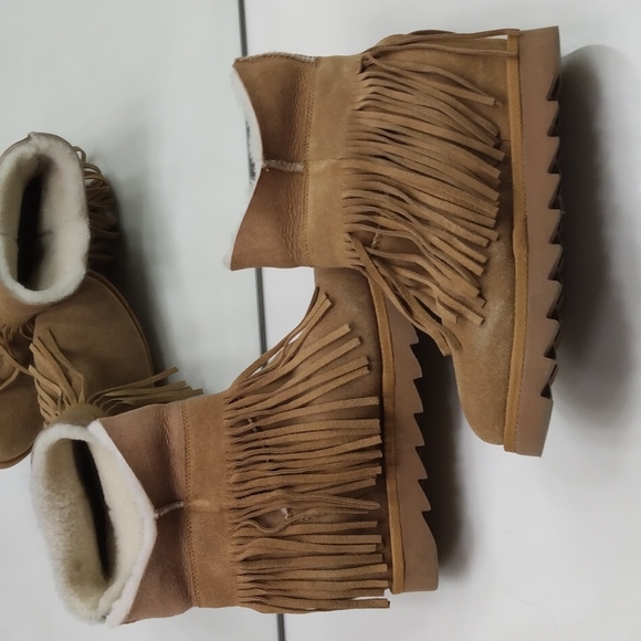 ASH BEIGE FRINGE ANKLE BOOTIES SIZE 10 - Picture 9 of 13